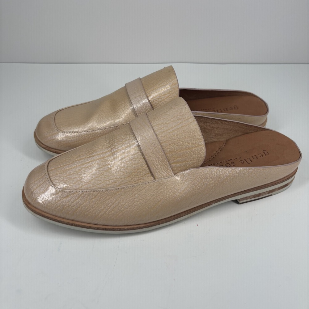 gentle souls Beige Leather Slip-On Mules